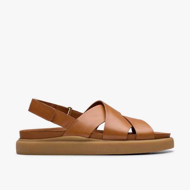 Clarks Sandalias de tiras de cuero marrón para mujer Aristella Sun