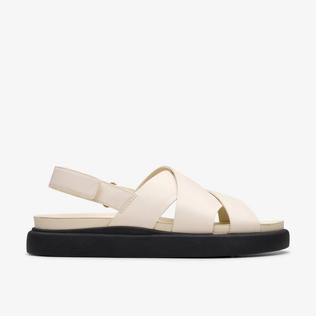 Clarks Sandalias de tiras de cuero crema para mujer Aristella Sun