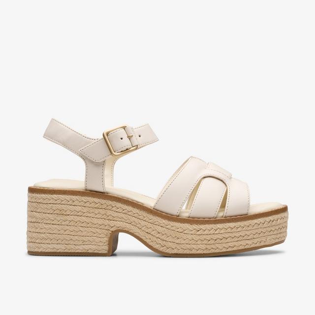 Clarks Sandalias con tiras de cuero crema para mujer Coledale Strap