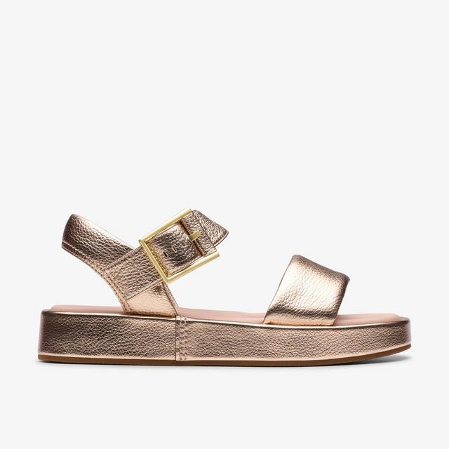 Clarks Zapatos de mujer Alda Strap en color cobre metálico con plataforma
