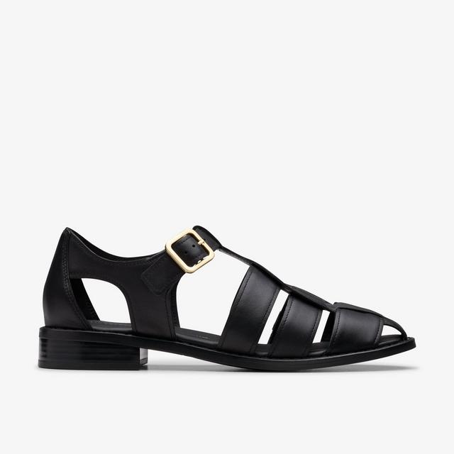 Clarks MUJERES Hana Sun en cuero negro Hana Sun
