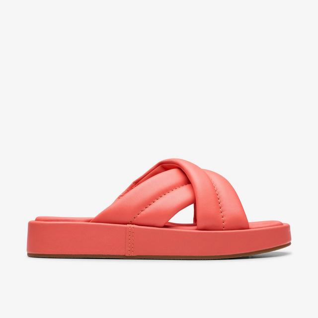 Clarks Mujeres Alda Glide Mulas de Cuero Coral