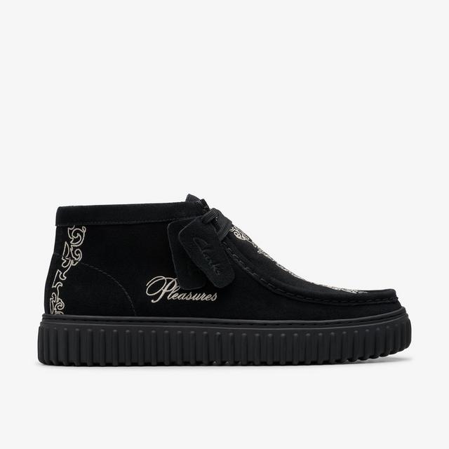 Clarks Botas de tobillo de ante negro para hombre Torhill Woven Rebajas baratas