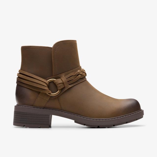 Clarks Botines de tobillo aceitosos color champiñón para mujer
