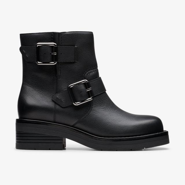 Clarks Botines de cuero negro para mujer Rebelle Buckle