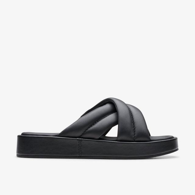 Clarks Mujeres Alda Glide Mulas de Cuero Negro