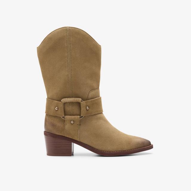 Clarks Bota de media pantorrilla de ante arena oscuro para mujer Morzine Rise