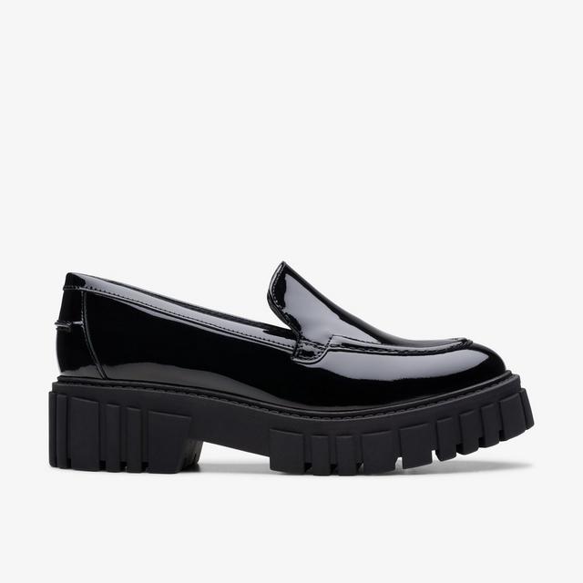 Clarks Page Loafer en piel de charol negra Zapatos