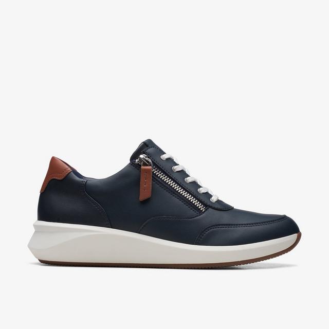 Clarks Zapatillas de mujer Un Rio Zip en combinación de azul marino