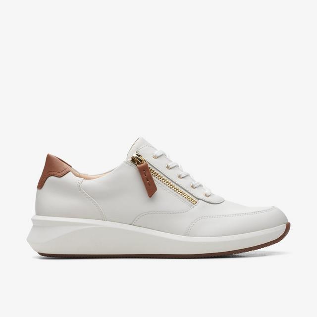 Clarks Zapatillas de cuero blancas para mujer Un Rio Zip Envío gratis