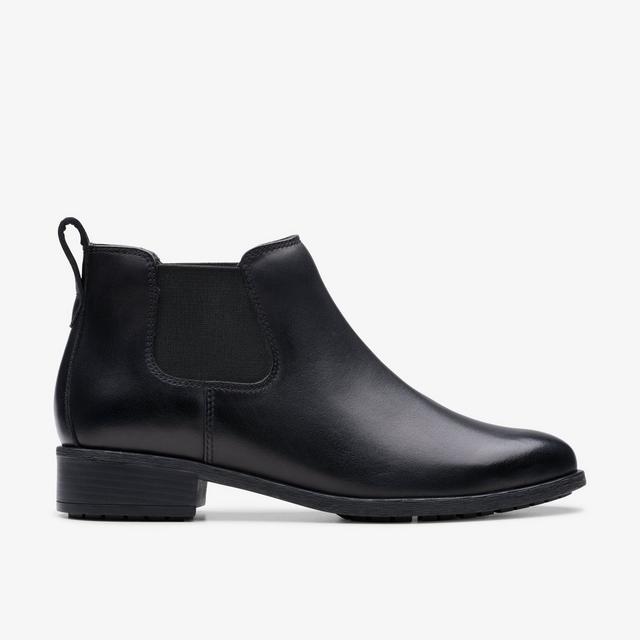 Clarks Havisham Top en cuero negro Botas