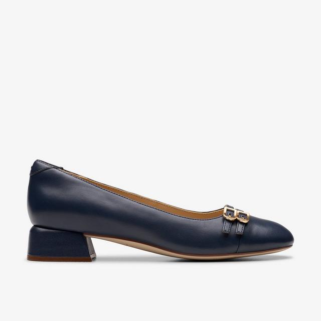 Clarks Daiss30 Court en cuero azul marino Zapatos