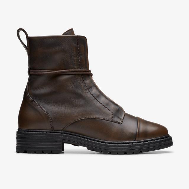 Clarks Botines de cuero marrón oscuro para mujer