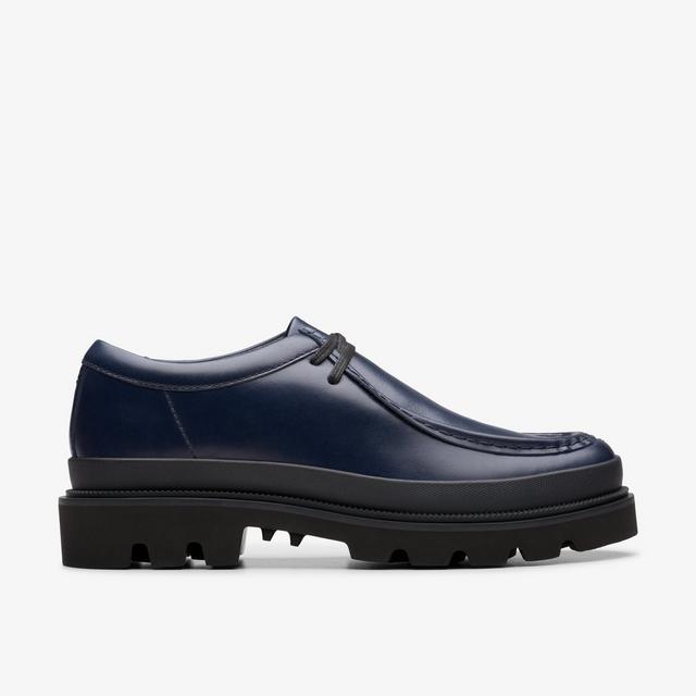 Clarks HOMBRES Badell Seam en cuero azul marino Badell Seam